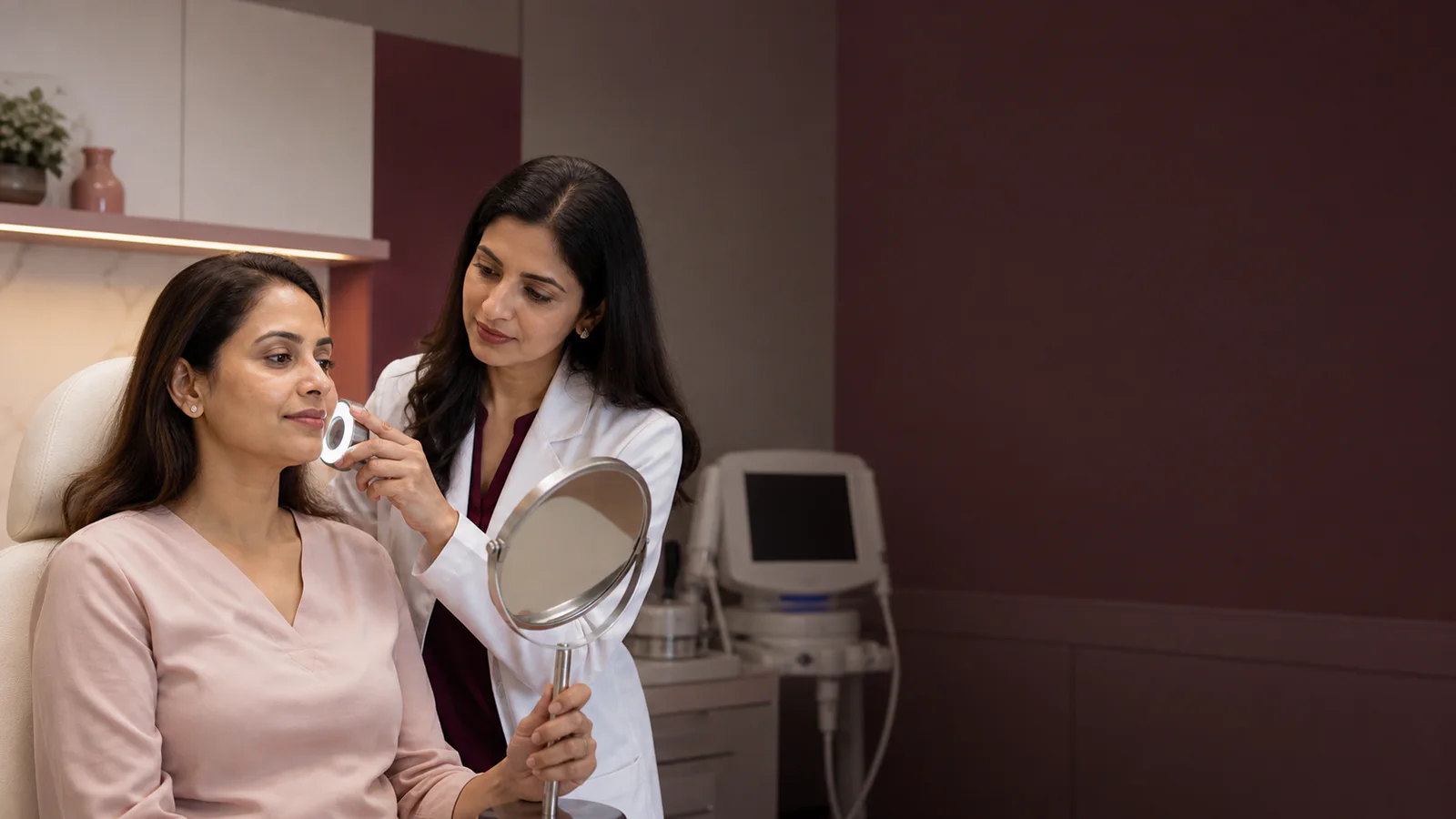Dermatologist consulting with a patient at Layers Clinics