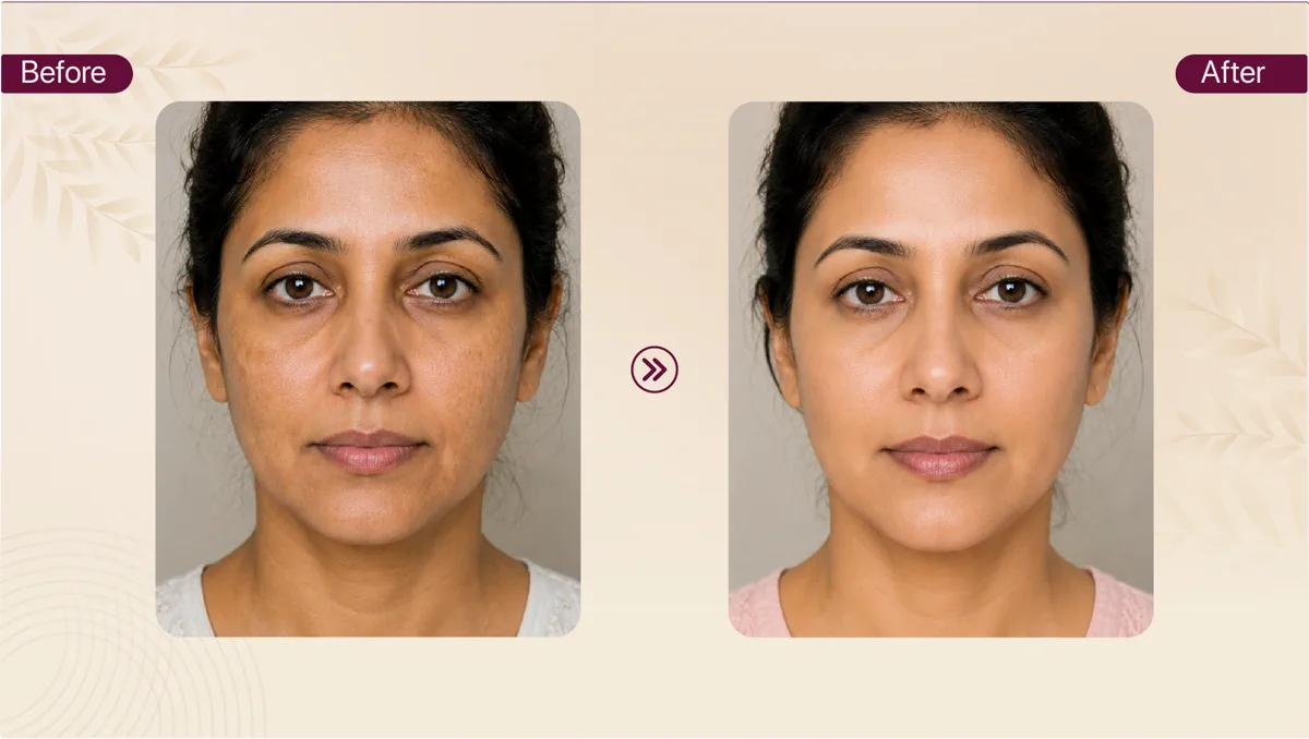 Skin treatment result 8 before and after